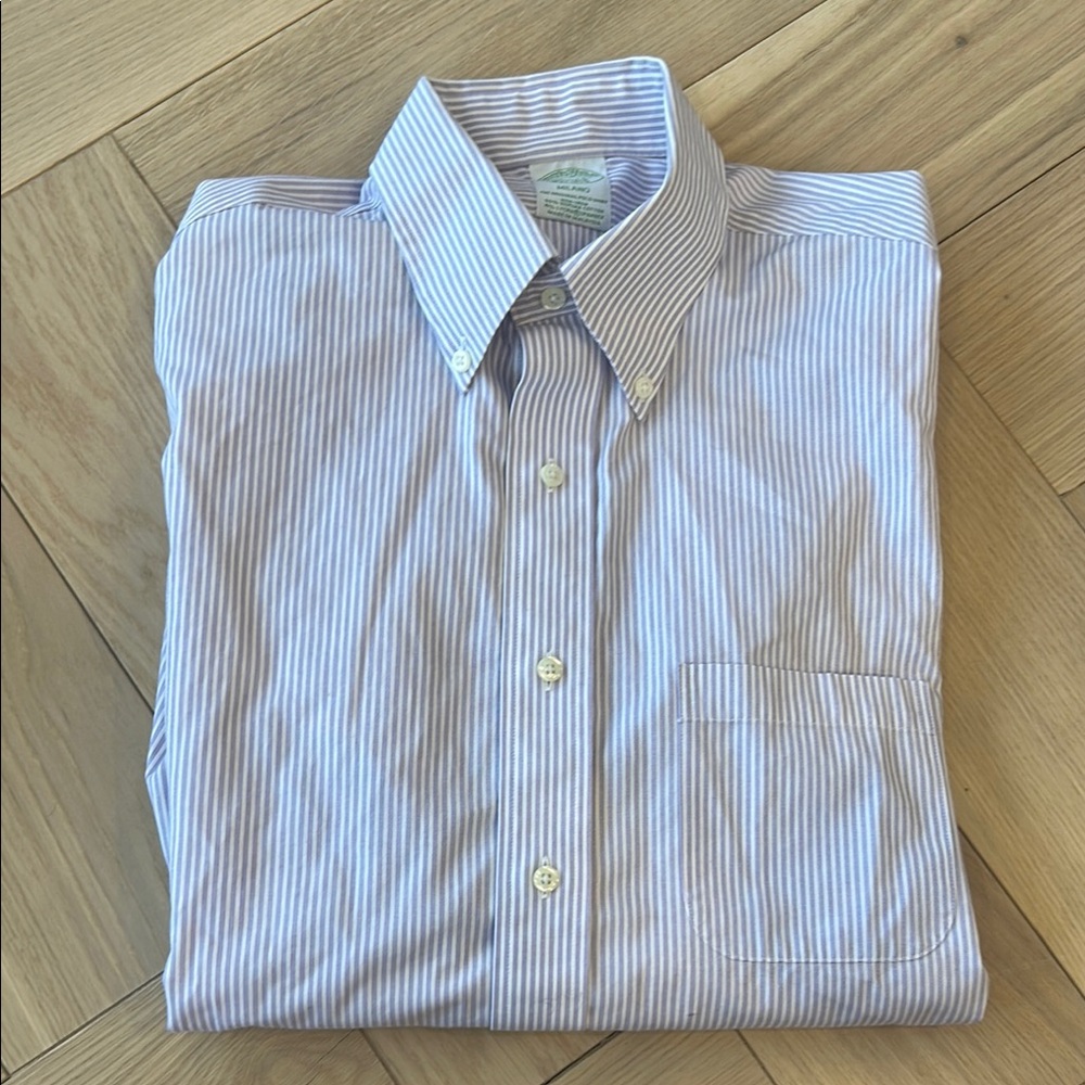 Milano Blue and White Dress Shirt Classic Pinstripe Design